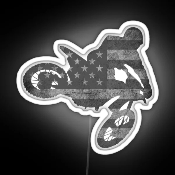 Dirt Bike American Flag Design Motocross Enduro RGB Neon Sign