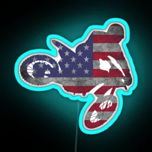 Dirt Bike American Flag Motocross Enduro RGB Neon Sign