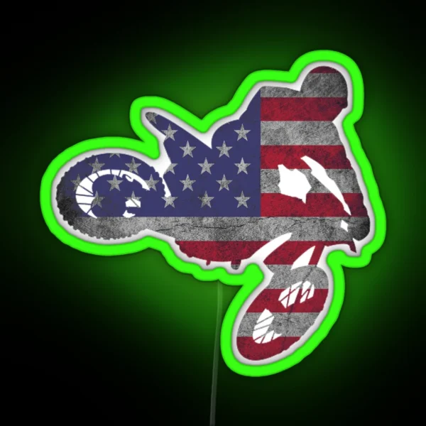 Dirt Bike American Flag Motocross Enduro RGB Neon Sign