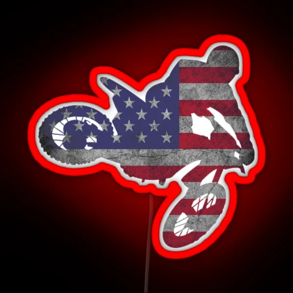 Dirt Bike American Flag Motocross Enduro RGB Neon Sign
