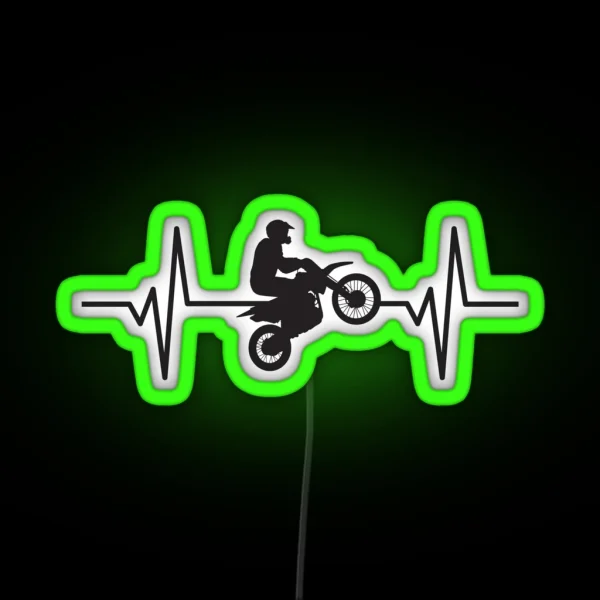 Dirt Bike Jump Heartbeat Pulse RGB Neon Sign