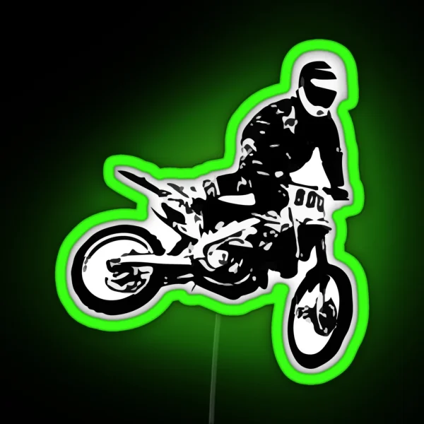 Dirt Bike Motocross Big Jump RGB Neon Sign
