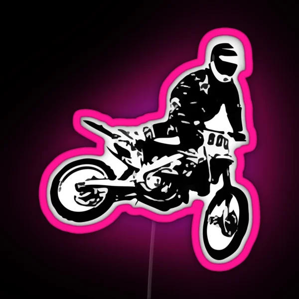 Dirt Bike Motocross Big Jump RGB Neon Sign