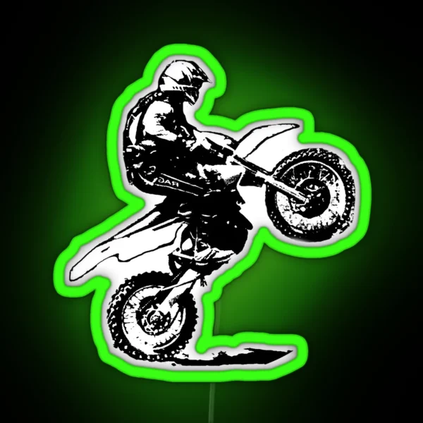 Dirt Bike Motorcycle Wheelie RGB Neon Sign