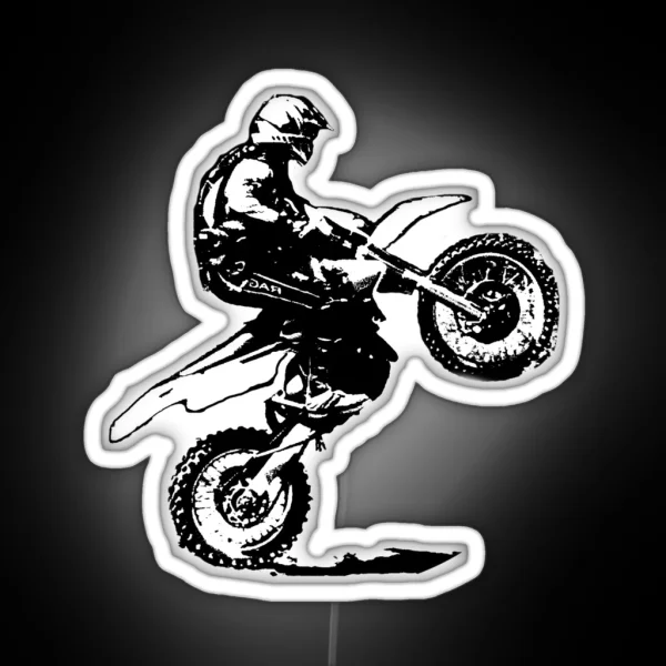 Dirt Bike Motorcycle Wheelie RGB Neon Sign