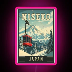 Discover Winter Wonderland In Niseko Japan Vintage Travel Art RGB Neon Sign