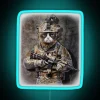 Disgruntle Cat As Army Commando In Full Tactical RGB Neon Sign - Image 3