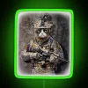 Disgruntle Cat As Army Commando In Full Tactical RGB Neon Sign - Image 4