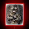 Disgruntle Cat As Army Commando In Full Tactical RGB Neon Sign - Image 2