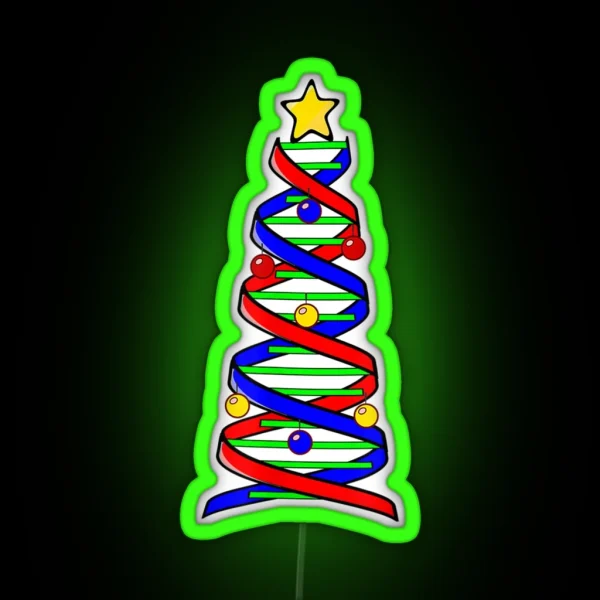 DNA Helix Christmas Tree Life Science Biology RGB Neon Sign