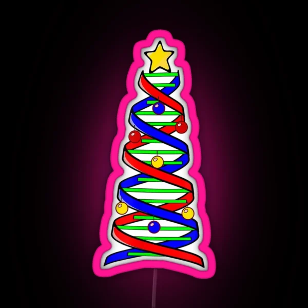 DNA Helix Christmas Tree Life Science Biology RGB Neon Sign