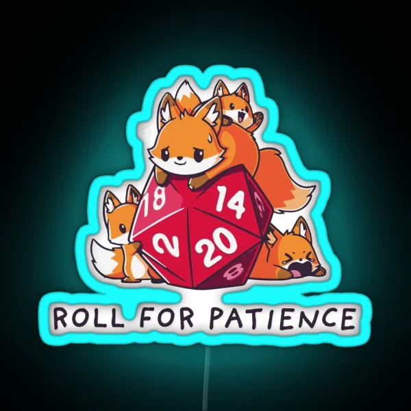 Dnd Cute Animals With D20 Dice Print RGB Neon Sign