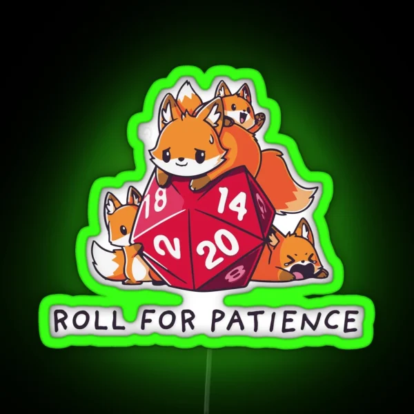 Dnd Cute Animals With D20 Dice Print RGB Neon Sign