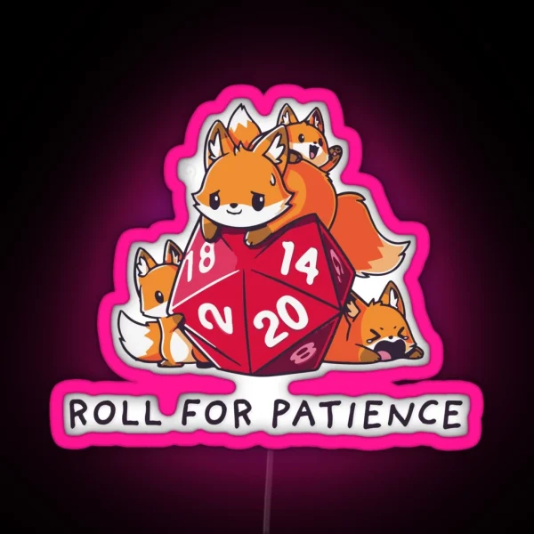 Dnd Cute Animals With D20 Dice Print RGB Neon Sign