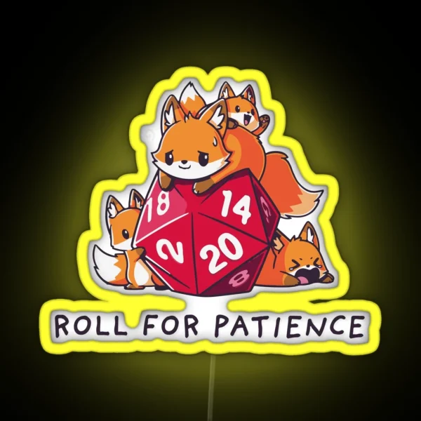 Dnd Cute Animals With D20 Dice Print RGB Neon Sign