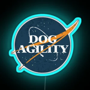 Dog Agility Space Vintage RGB Neon Sign