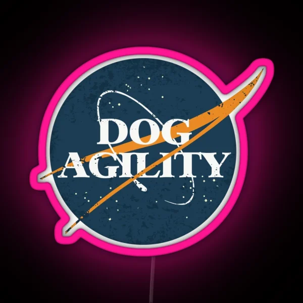 Dog Agility Space Vintage RGB Neon Sign