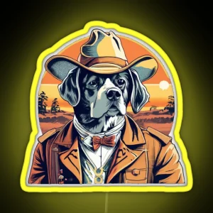 Dog With A Cowboy Hat RGB Neon Sign