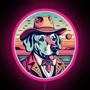 Dog With A Cowboy Hat RGB Neon Sign