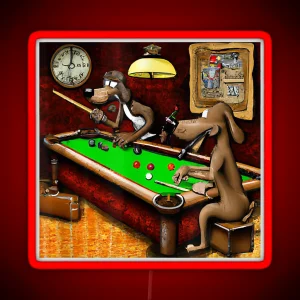 Dogs Playing Billiards RGB Neon Sign