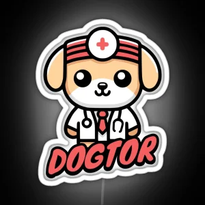 Dogtor Cute Doctor Dog Nursing Puns RGB Neon Sign