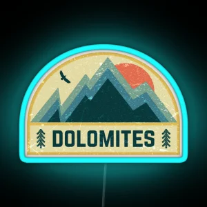 Dolomites Italy Retro Mountain Badge RGB Neon Sign