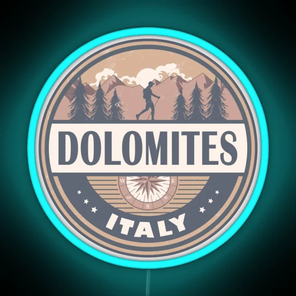 Dolomites Italy Vintage Mountains Hiking Design RGB Neon Sign