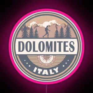 Dolomites Italy Vintage Mountains Hiking Design RGB Neon Sign