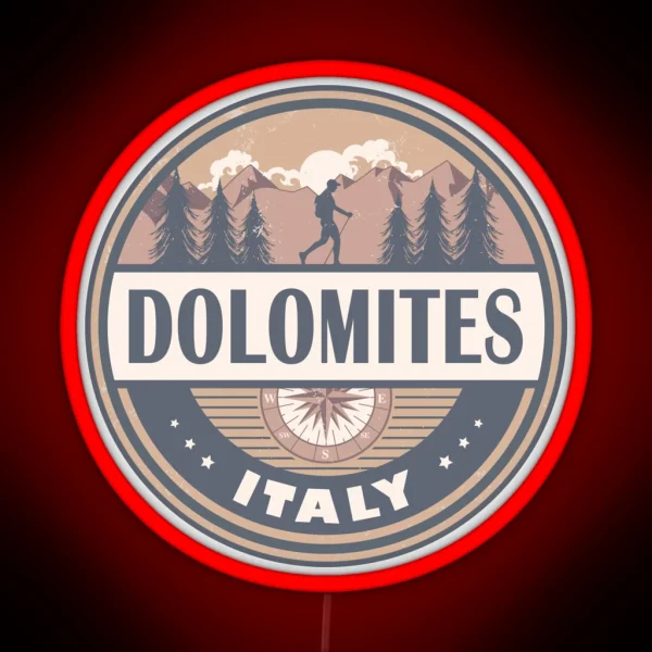 Dolomites Italy Vintage Mountains Hiking Design RGB Neon Sign