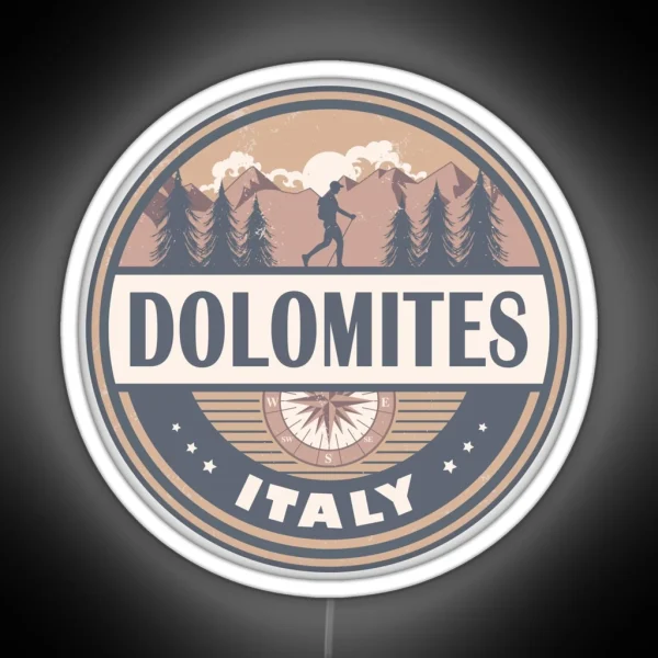 Dolomites Italy Vintage Mountains Hiking Design RGB Neon Sign