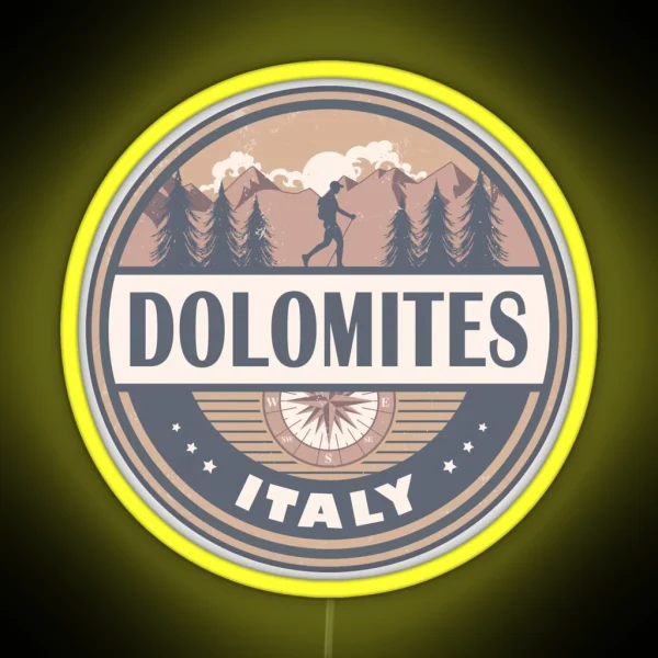 Dolomites Italy Vintage Mountains Hiking Design RGB Neon Sign