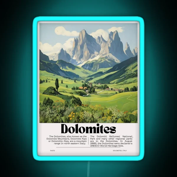 Dolomites Poster Design RGB Neon Sign