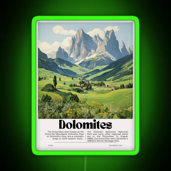 Dolomites Poster Design RGB Neon Sign