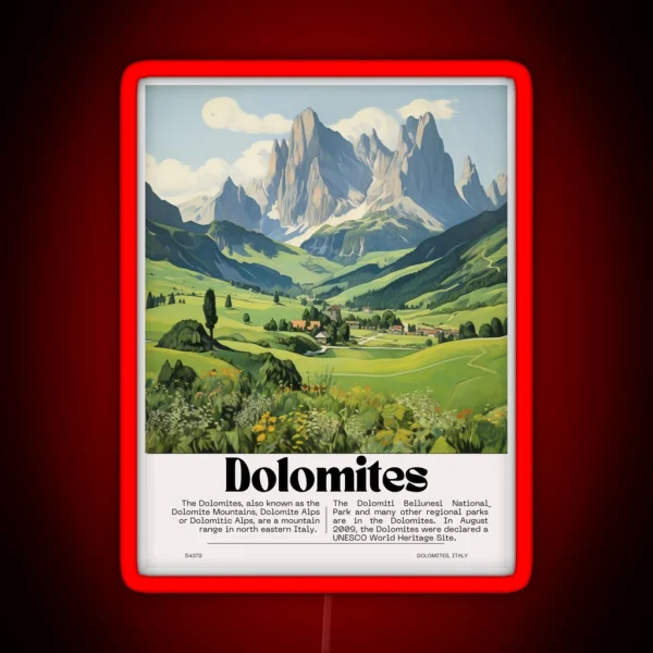 Dolomites Poster Design RGB Neon Sign