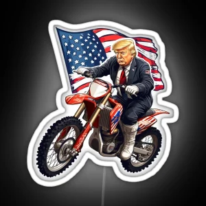 Donald Trump On A Dirt Bike RGB Neon Sign