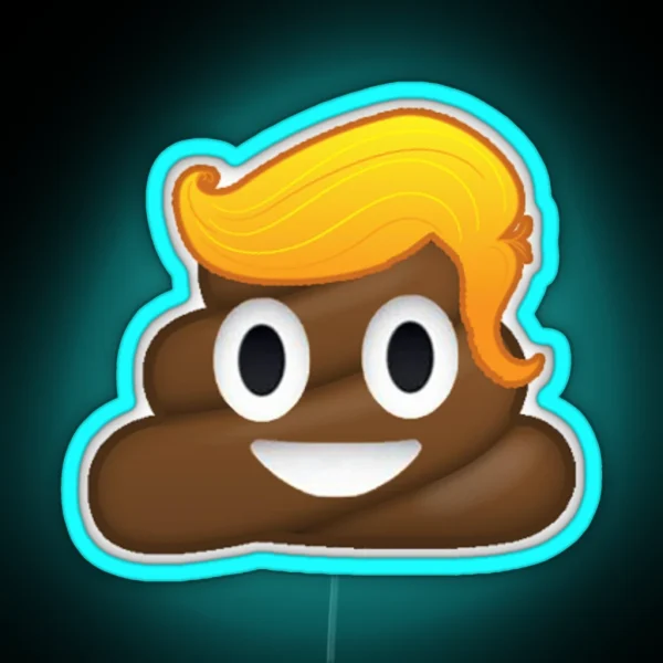 Donald Trump Poop Emoji Blonde Yellow Hair RGB Neon Sign
