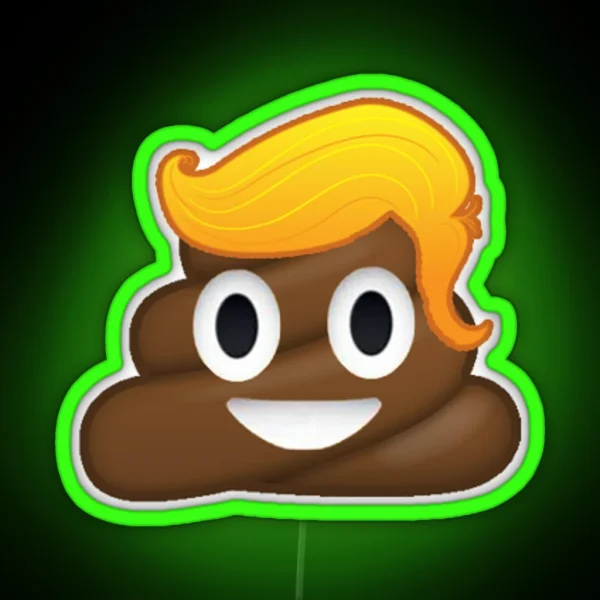 Donald Trump Poop Emoji Blonde Yellow Hair RGB Neon Sign