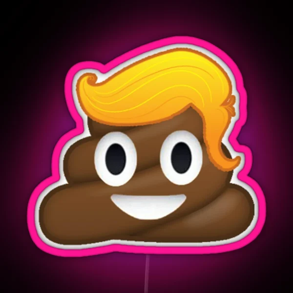 Donald Trump Poop Emoji Blonde Yellow Hair RGB Neon Sign
