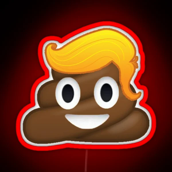 Donald Trump Poop Emoji Blonde Yellow Hair RGB Neon Sign