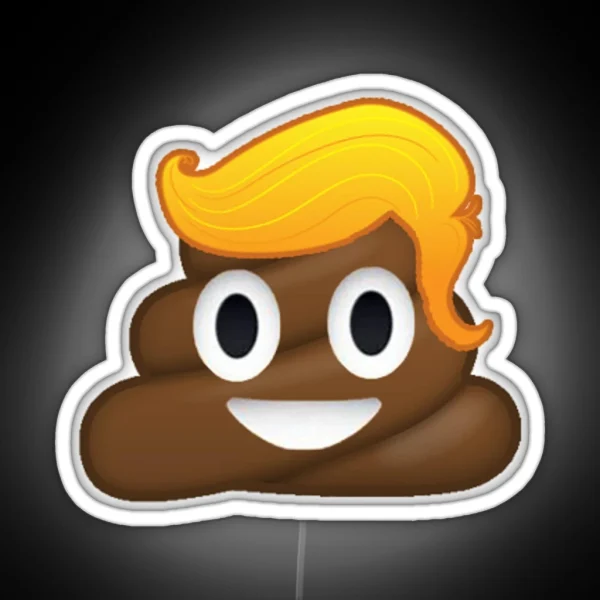 Donald Trump Poop Emoji Blonde Yellow Hair RGB Neon Sign