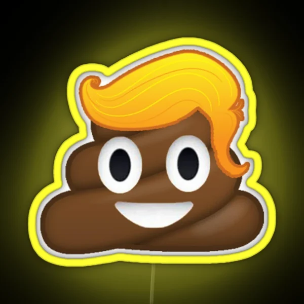 Donald Trump Poop Emoji Blonde Yellow Hair RGB Neon Sign