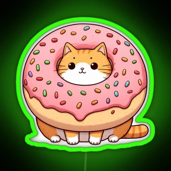 Donut Cat RGB Neon Sign