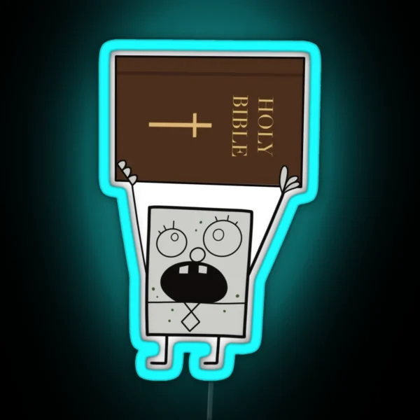 Doodlebob Holding The Bible RGB Neon Sign