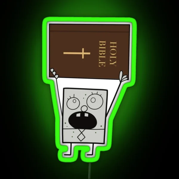 Doodlebob Holding The Bible RGB Neon Sign