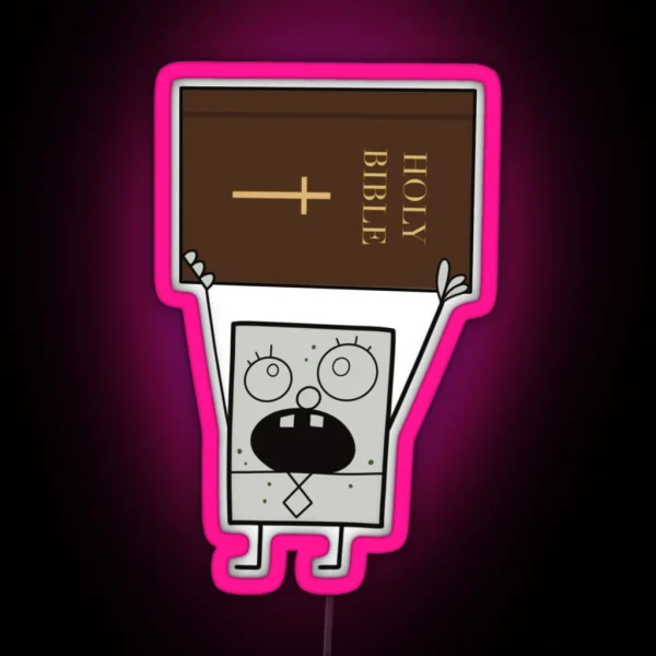Doodlebob Holding The Bible RGB Neon Sign