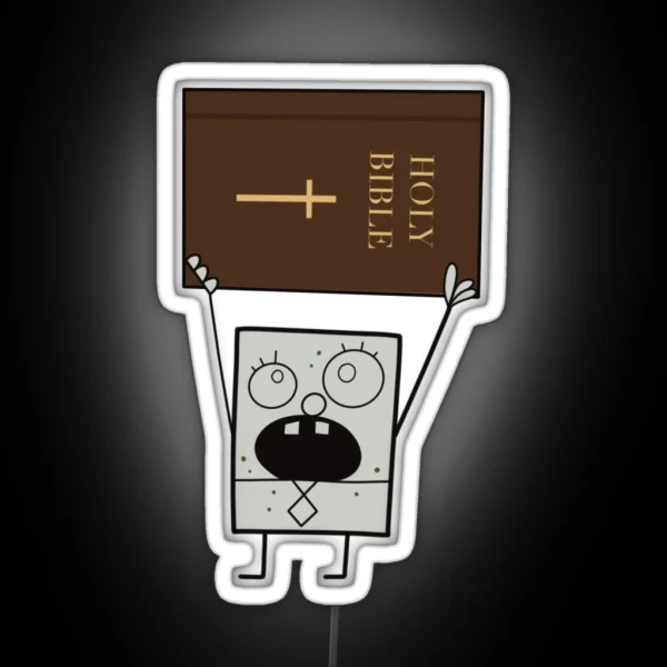 Doodlebob Holding The Bible RGB Neon Sign