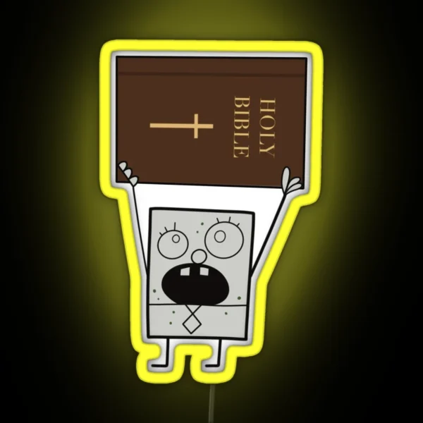 Doodlebob Holding The Bible RGB Neon Sign