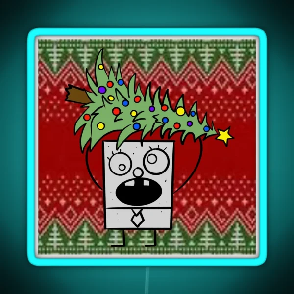 Doodlebob Ugly Sweater Edition RGB Neon Sign