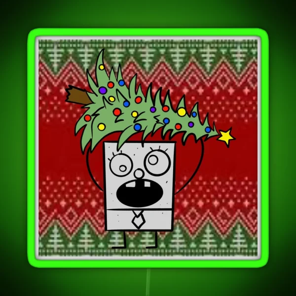 Doodlebob Ugly Sweater Edition RGB Neon Sign