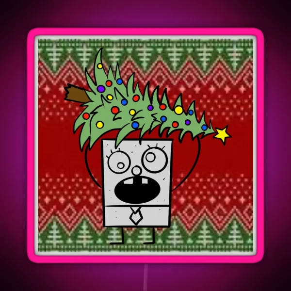 Doodlebob Ugly Sweater Edition RGB Neon Sign